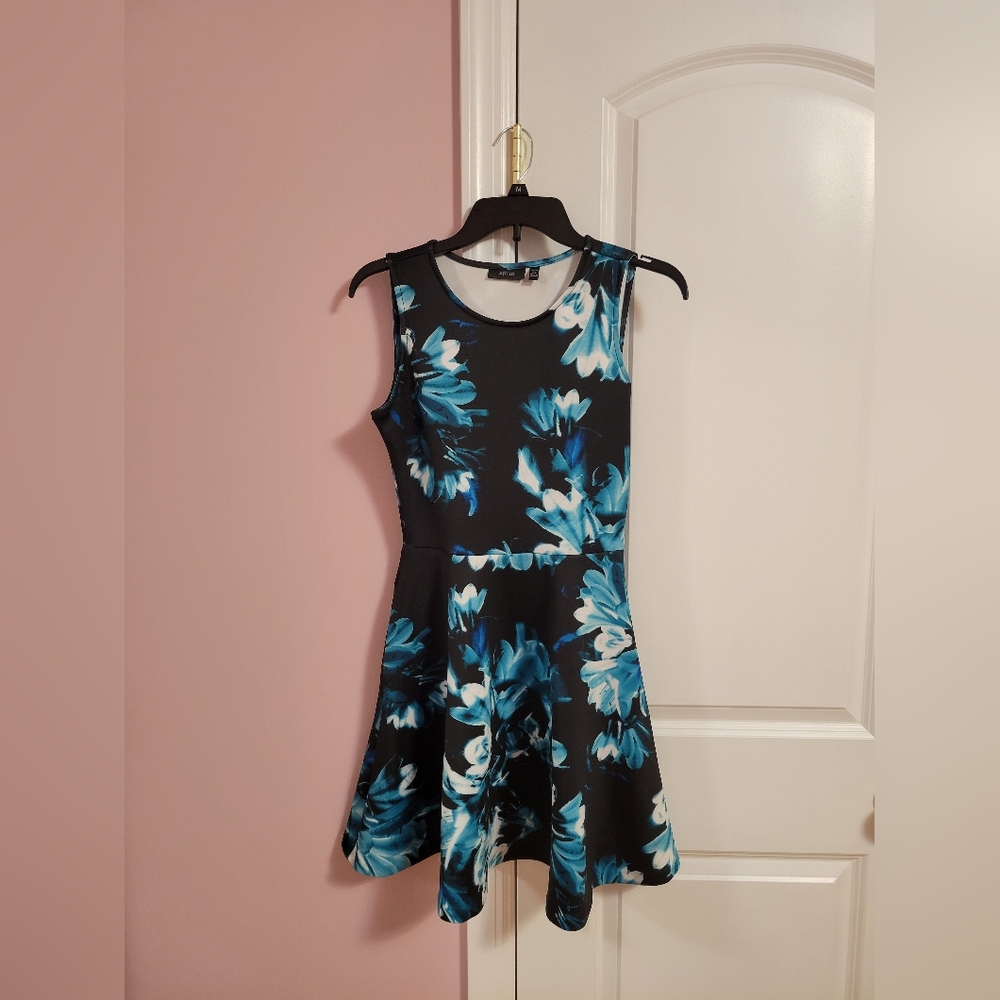 Womens APT. 9 Petite Electric Blue Floral Fit & Flare Mini Dress- PS- Party